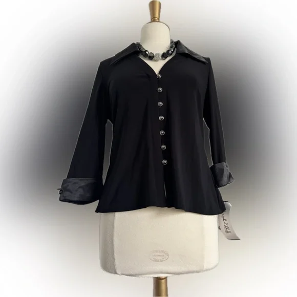 New with tags! Joseph Ribkoff black fit-&-flare blouse! - Picture 6 of 15